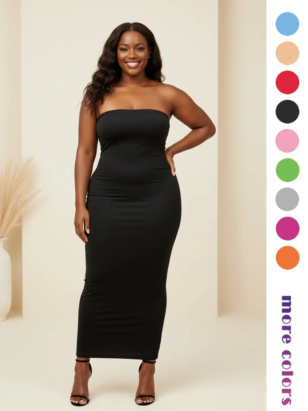 Women's Strapless Feminine Midi Dress, Stretchy Long Sleeveless Bodycon Formal Cocktail Party Dress with, Slim Fit Evening Gown, Perfect for Dates, Night Out, Casual and Everyday