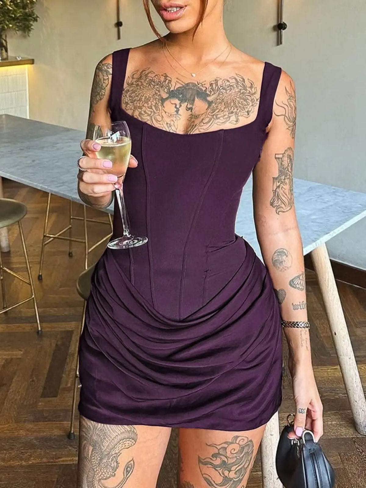 Women Boned Corset Dress Sexy Night Club Outfit Ruched Bodycon Celebrity Occasion Wear Mini Party Dress