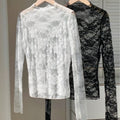 Women's 2-Pack Lace & Mesh Long-Sleeve Fitted Sexy Breathable Blouse Tops, Shirts, Casual Breathable Elegance, Elegant, Chic, Stylish and Comfortable Fit, Perfect for Casual Wear, Blouses Shirts Tops, Womenswear