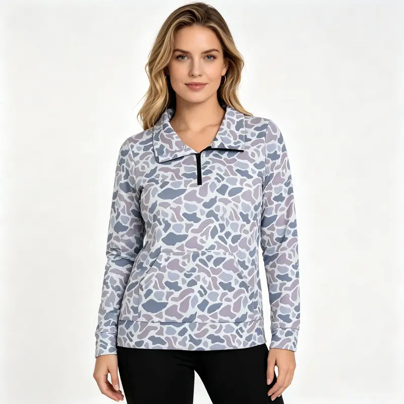 Women's Soft Spandex Print Fabric Fashion Camouflage Hunting Pullover Top, Tops for Women
