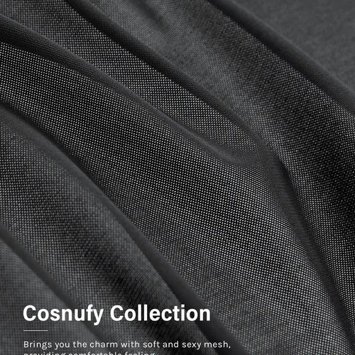 Cosnufy Mesh Sheer Long Sleeve Top Single Layer Crew Neck See Through