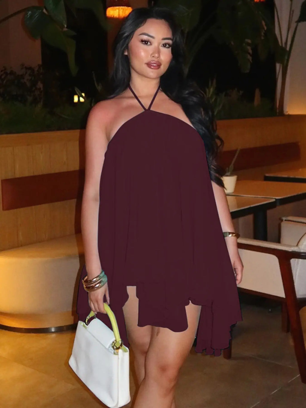 Women Summer Beach Dresses Fashion Sundress Halter Sleeveless Party Club Chiffon Basic Midi Dress