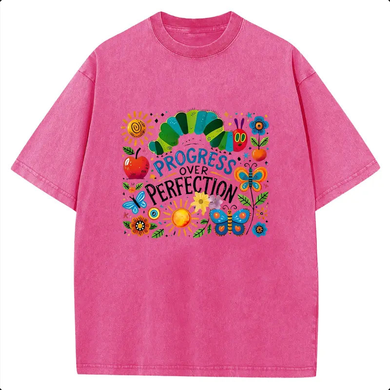 Holafish 2026 Pure Cotton Crewneck Oversized "The caterpillar" Printed Acid Wash T-Shirt Retro Graphic Printed Unisex Fashion Tees Deals For You Days Summer Deals For You Days