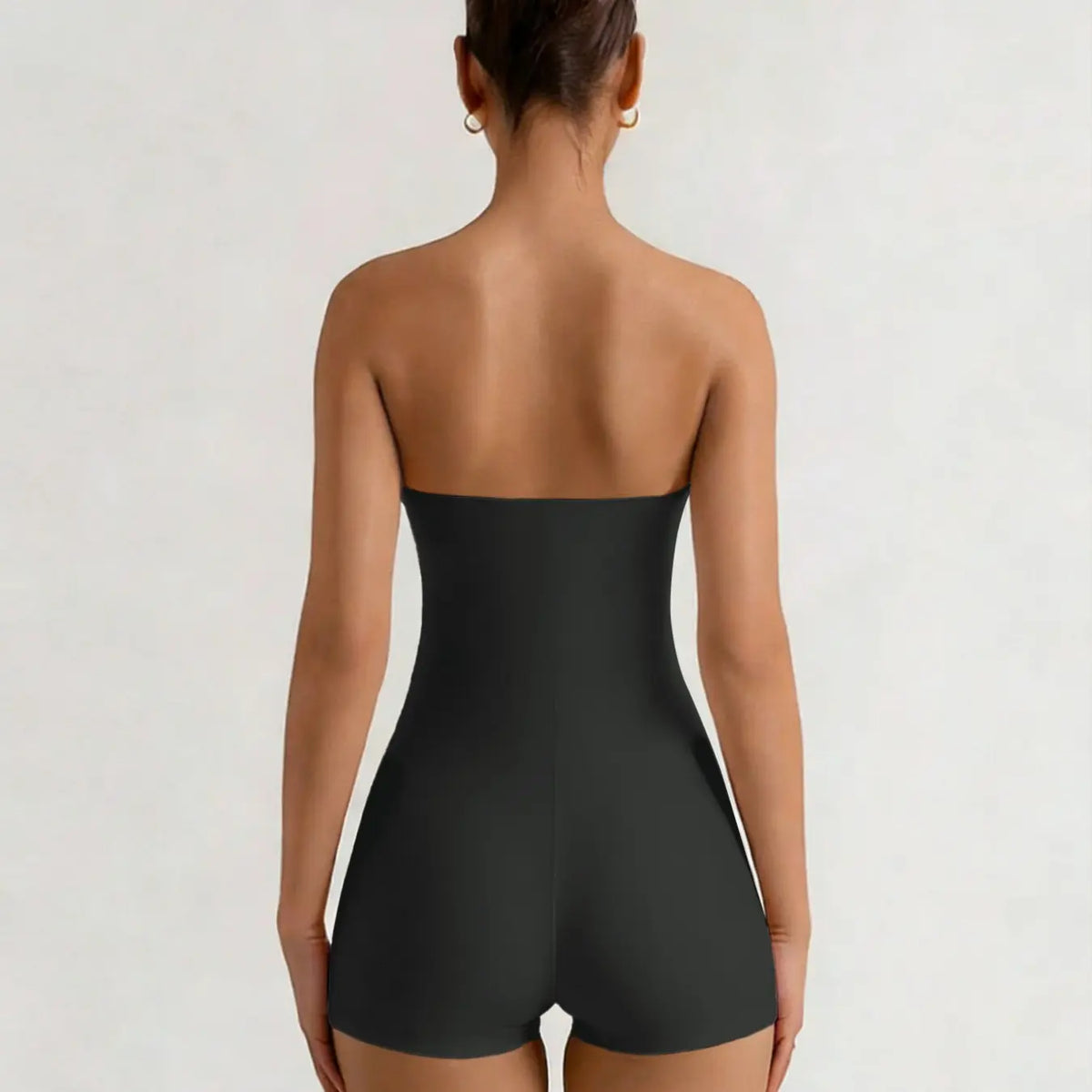1 Piece Solid-Color Halter Romper Shorts Jumpsuits Rompers, Casual Slim-Fit Sleeveless Fitted Outfit, Women's Clothing, Comfortable, Stylish and Minimalist Womenswear