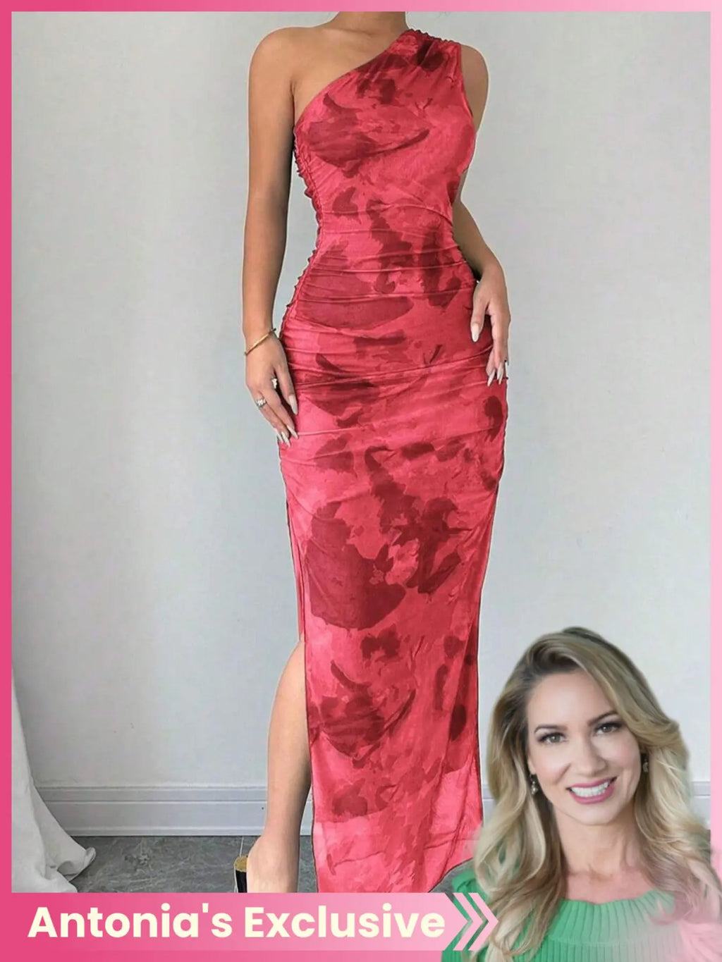 Women's Graphic Print Asymmetrical Neck Dress, Elegant Slim Sleeveless Split Dress Formal Wear for Party, Holiday and Wedding Guest, Ladies Summer Clothes