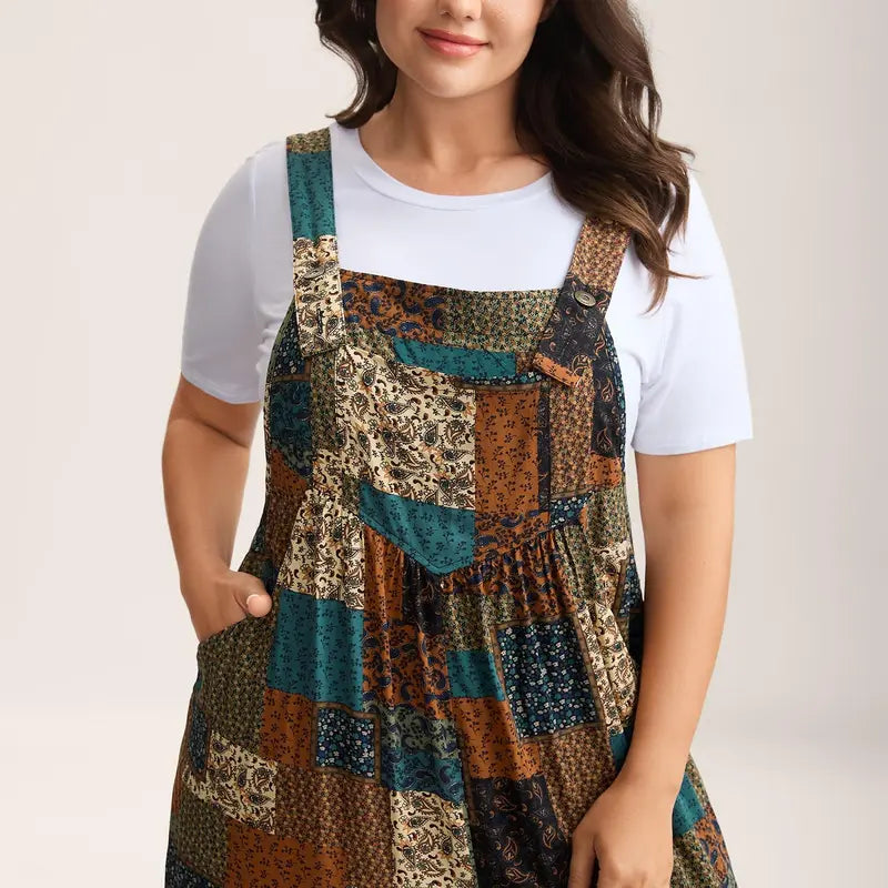 BloomChic Plus Size Strapless Paisley Jumpsuit [M-6X] - Women's Stylish Boho Rayon Overalls with Pockets, Sleeveless Fitted Summer Vacation Outfit, Clothes for Women, SohoChic