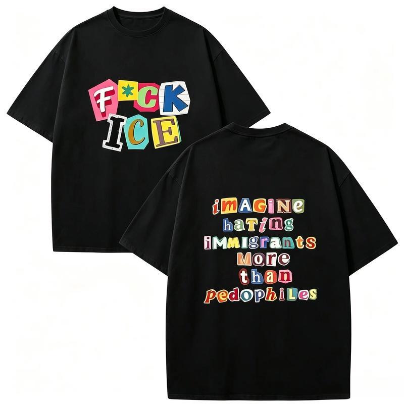 Magazine Letters Unisex Tee |       Cotton Double-Sided Short Sleeve, No One Is Illegal On Stolen Land ICE OUT #     AbolishIce #     IceOut #     HumanRights #     DoubleSidedTee #     NoOneIsIllegal #     TikTokMadeMeBuyIt #     TikTokSho