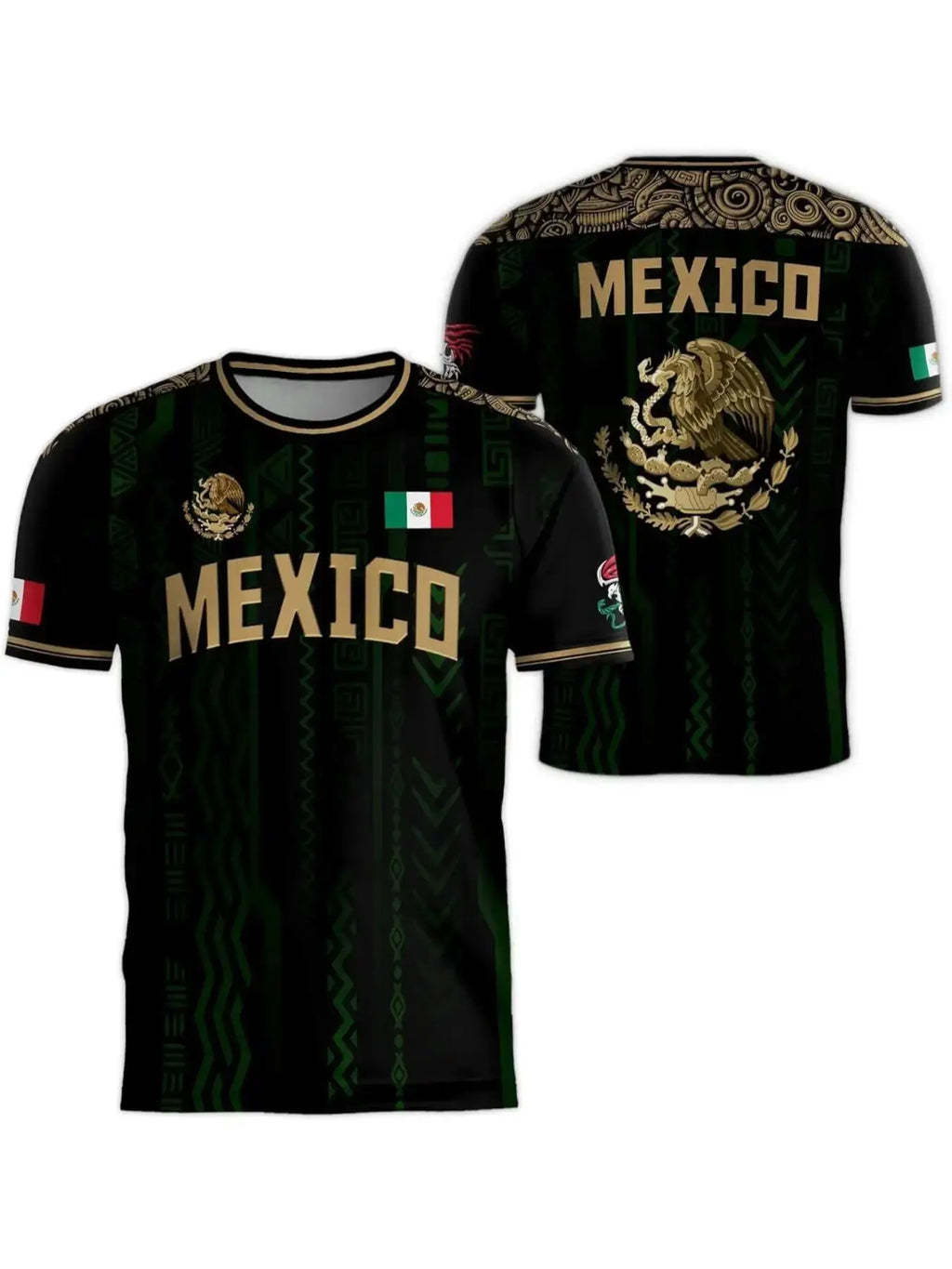 Men's Summer Short Sleeve T-Shirt Mexican Tourism Cultural Souvenir, Country Graphic Tee, Dark Pattern Round Neck, Outdoor Casual Fashion Print