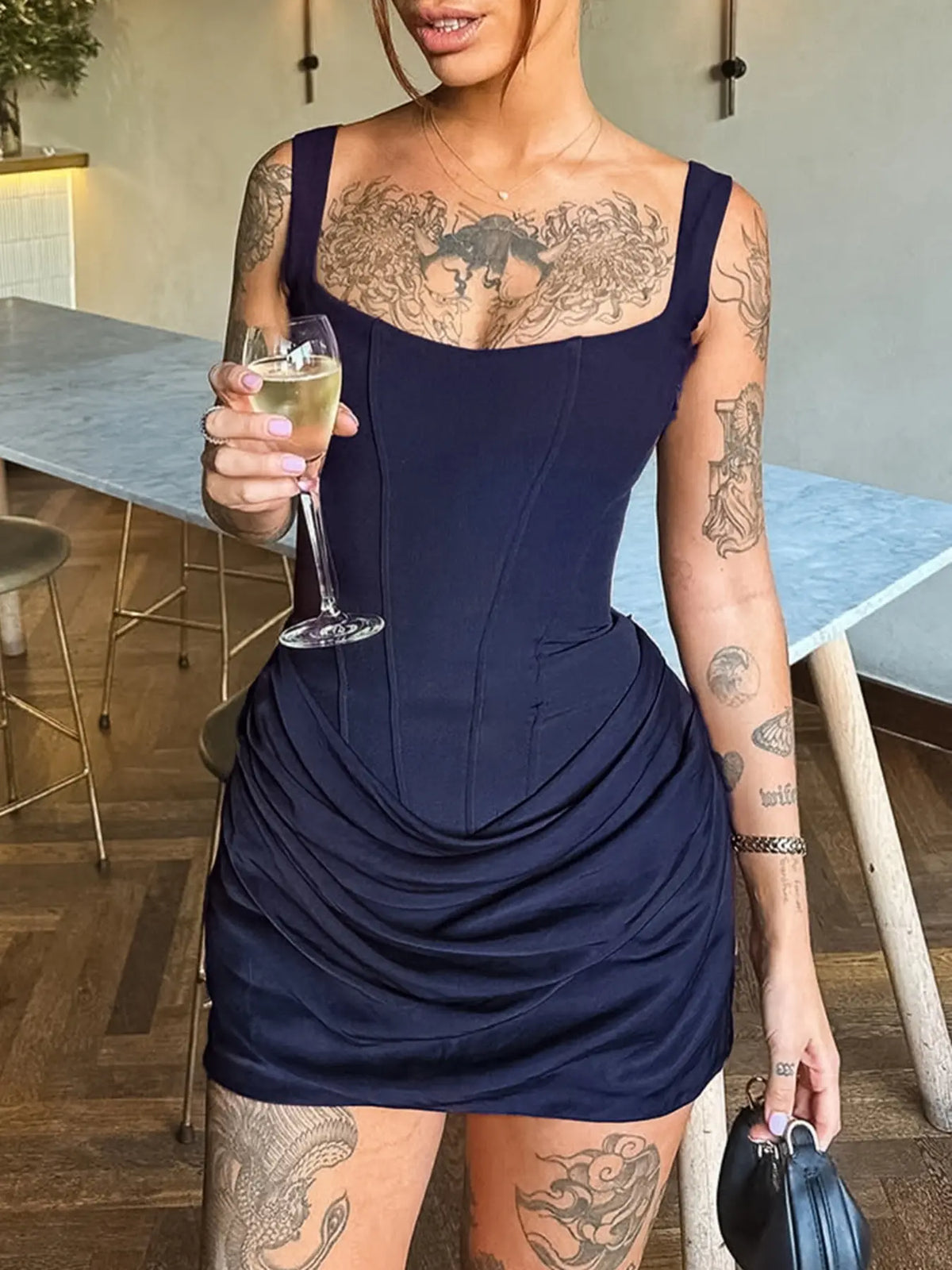 Women Boned Corset Dress Sexy Night Club Outfit Ruched Bodycon Celebrity Occasion Wear Mini Party Dress