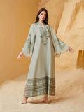 Women's Elegant Long Dress, Chic Elegant Formal, Loose Fit Ethnic Print, Long Sleeve, Lace-Up Design, All-Season Wear, Perfect for Evening Occasions & Special Events, Dresses for Party