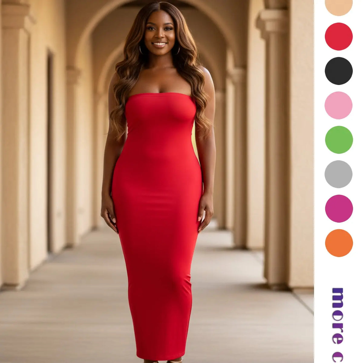Women's Strapless Feminine Midi Dress, Stretchy Long Sleeveless Bodycon Formal Cocktail Party Dress with, Slim Fit Evening Gown, Perfect for Dates, Night Out, Casual and Everyday