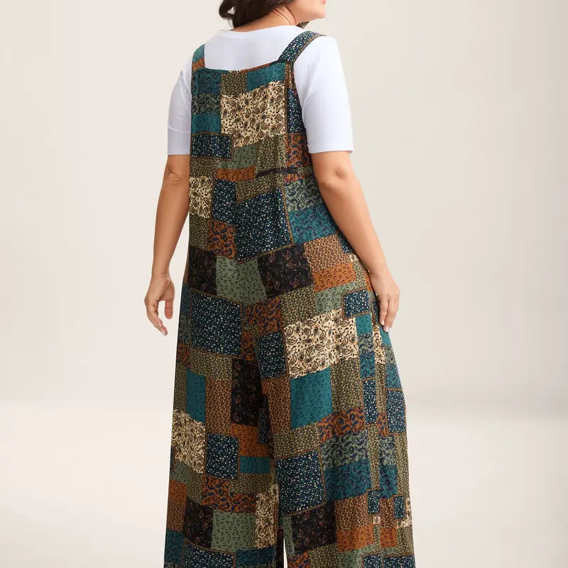 BloomChic Plus Size Strapless Paisley Jumpsuit [M-6X] - Women's Stylish Boho Rayon Overalls with Pockets, Sleeveless Fitted Summer Vacation Outfit, Clothes for Women, SohoChic