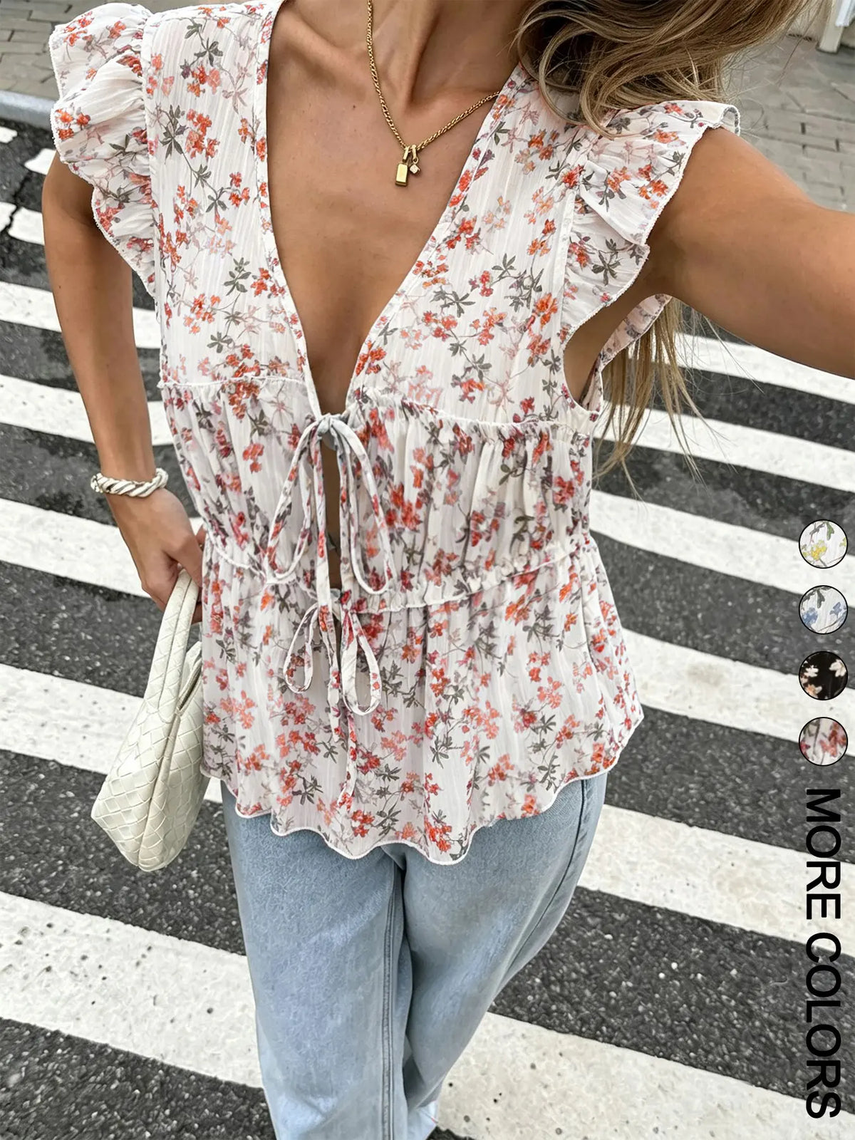 Women's Sleeveless Fitted Shirt Blouse Top Print, Fashionable Breathable For Summer Blouses Shirts Tops