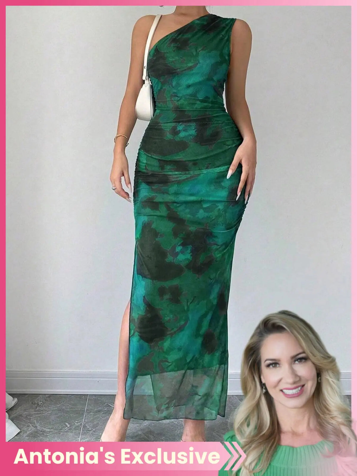 Women's Graphic Print Asymmetrical Neck Dress, Elegant Slim Sleeveless Split Dress Formal Wear for Party, Holiday and Wedding Guest, Ladies Summer Clothes