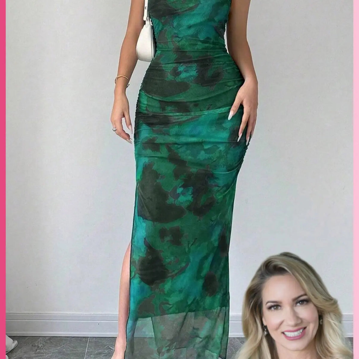 Women's Graphic Print Asymmetrical Neck Dress, Elegant Slim Sleeveless Split Dress Formal Wear for Party, Holiday and Wedding Guest, Ladies Summer Clothes