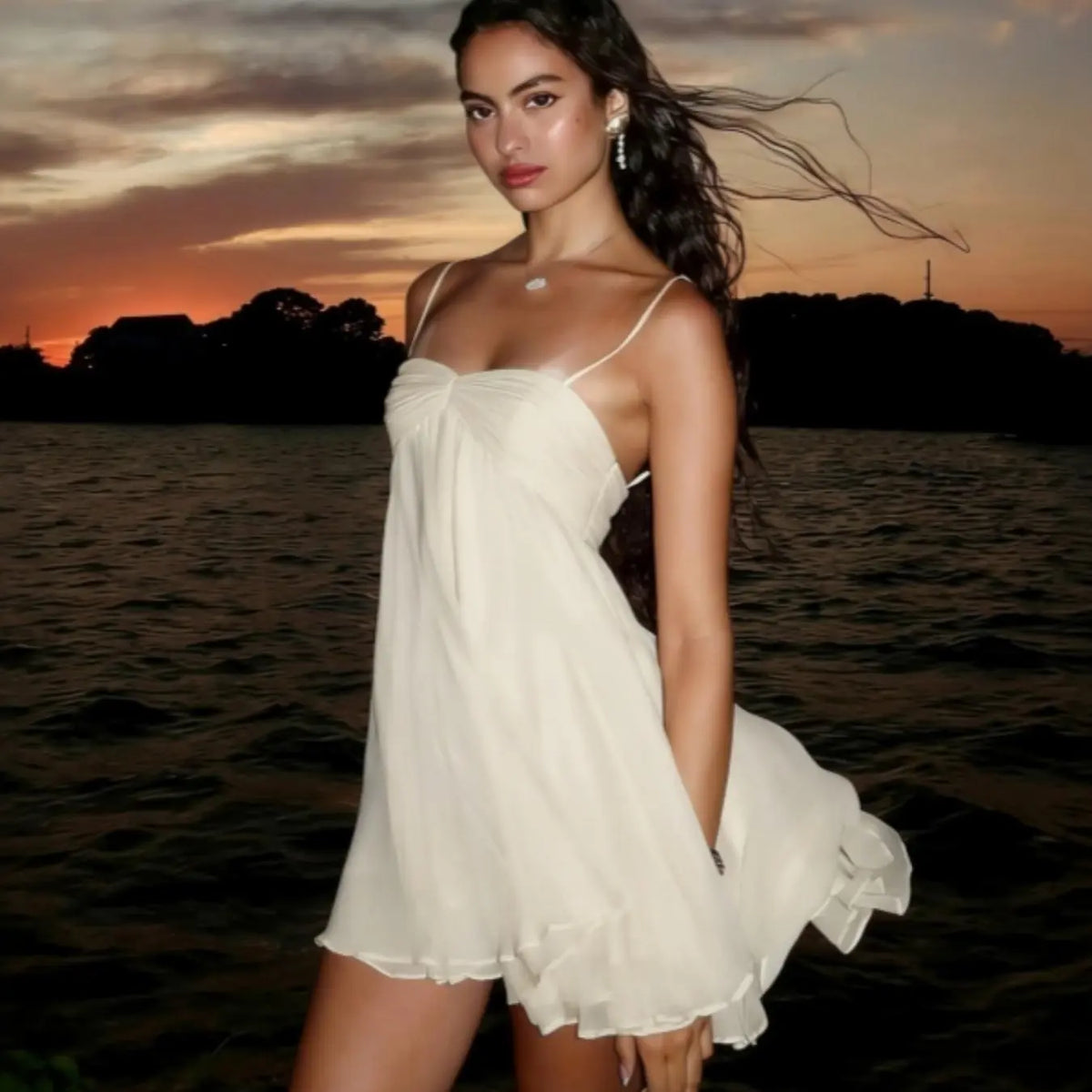 Women's Summer Sleeveless Spaghetti Strap Solid Color Mini Dress Short Dress Cute for Parties and Club Wear, Womenswear