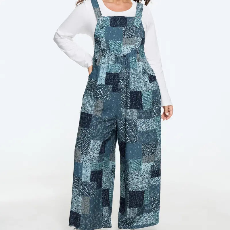 BloomChic Plus Size Strapless Paisley Jumpsuit [M-6X] - Women's Stylish Boho Rayon Overalls with Pockets, Sleeveless Fitted Summer Vacation Outfit, Clothes for Women, SohoChic