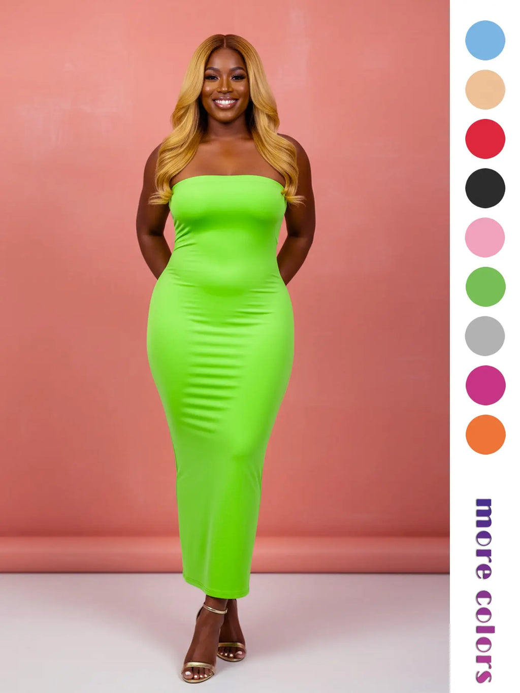 Women's Strapless Feminine Midi Dress, Stretchy Long Sleeveless Bodycon Formal Cocktail Party Dress with, Slim Fit Evening Gown, Perfect for Dates, Night Out, Casual and Everyday