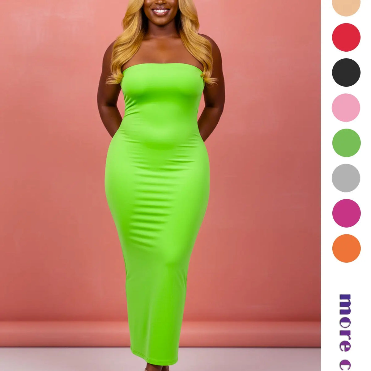 Women's Strapless Feminine Midi Dress, Stretchy Long Sleeveless Bodycon Formal Cocktail Party Dress with, Slim Fit Evening Gown, Perfect for Dates, Night Out, Casual and Everyday