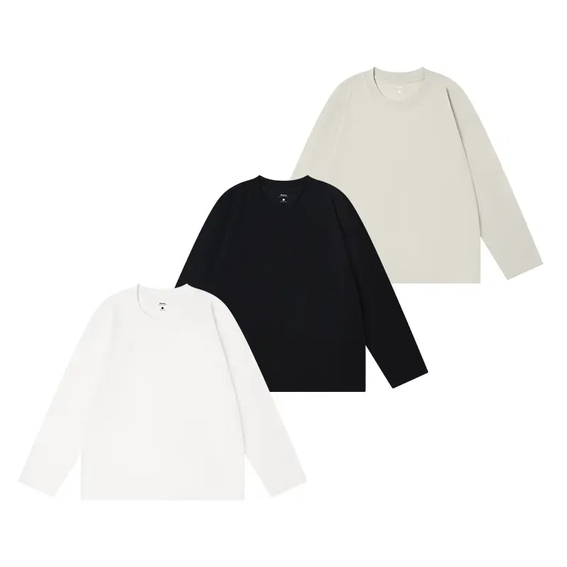 MIDMX Unisex Retro 100% Pure Cotton Heavyweight Plant-Dyed Long Sleeve Crewneck T-Shirt, Loose Fit Basic Top for Women’s Casual Streetwear, 2000S Vintage Style