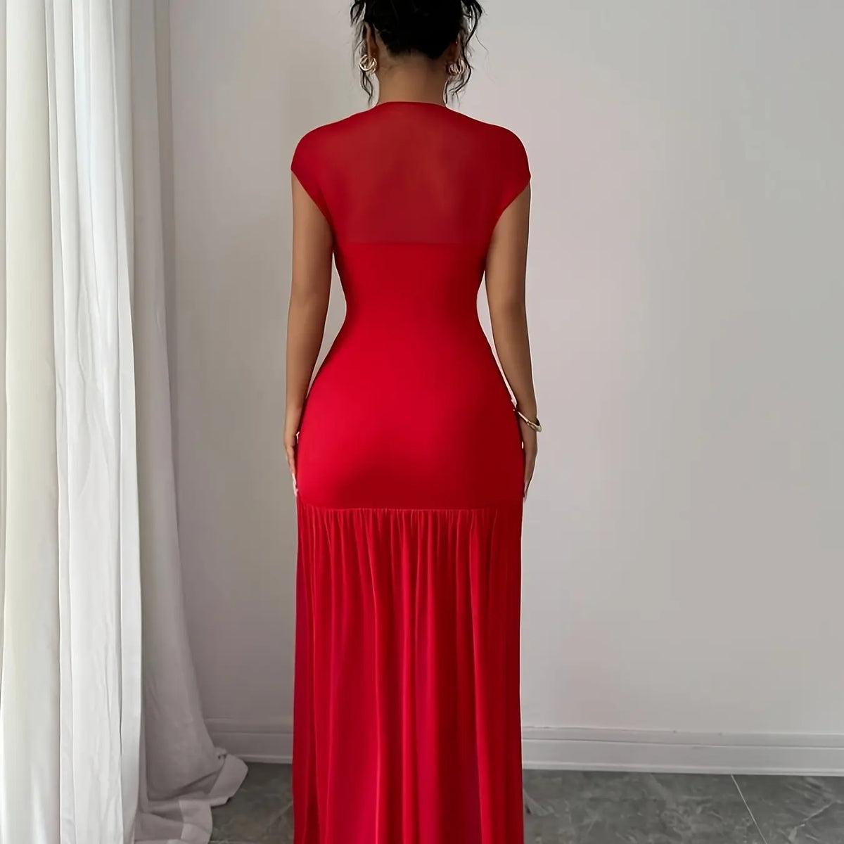 Women's Dress, Summer High-Neck Dot Casual Dress, Elegant Slim-Fit Party Dress, for Daily Wear and Evening Parties, Womenswear