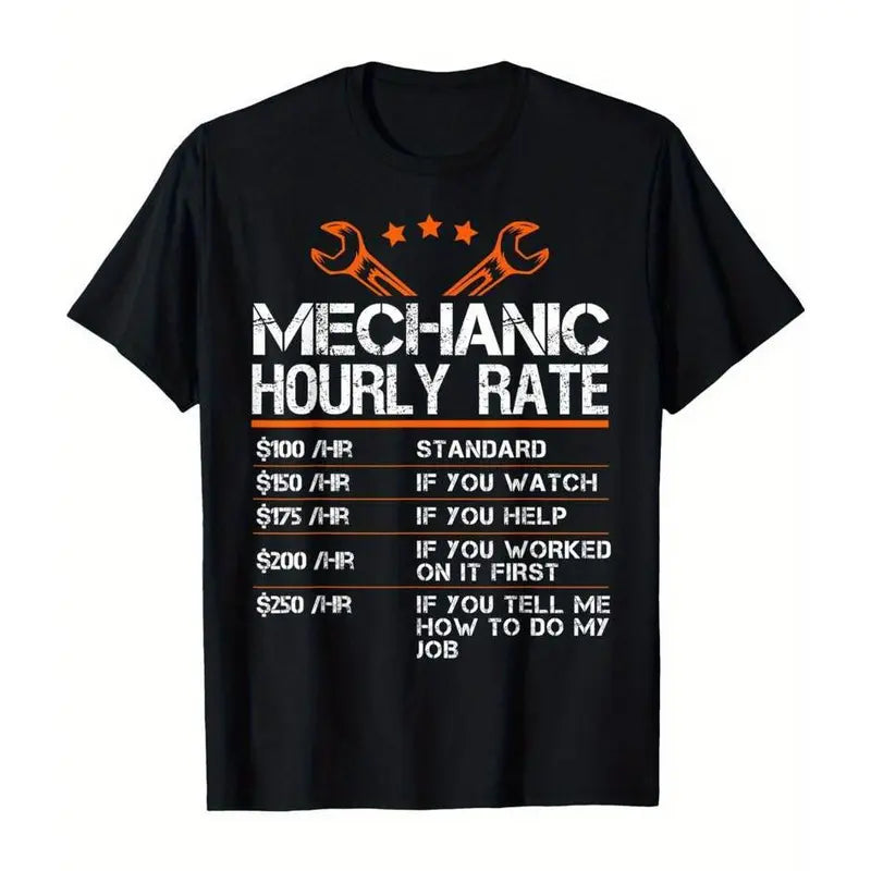 Summer t Shirts Funny Mechanic Hourly Rate Auto Repair Mechanic Labor Rates T-Shirt