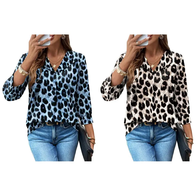 WIHOLL Women's Chic 3/4 Sleeve V-Neck Blouse - Soft, Breathable, Quick Dry Business Casual Top, Women's Tops and Blouses, Corporate Office Wear, Summer to Fall Essential, Going Out Option