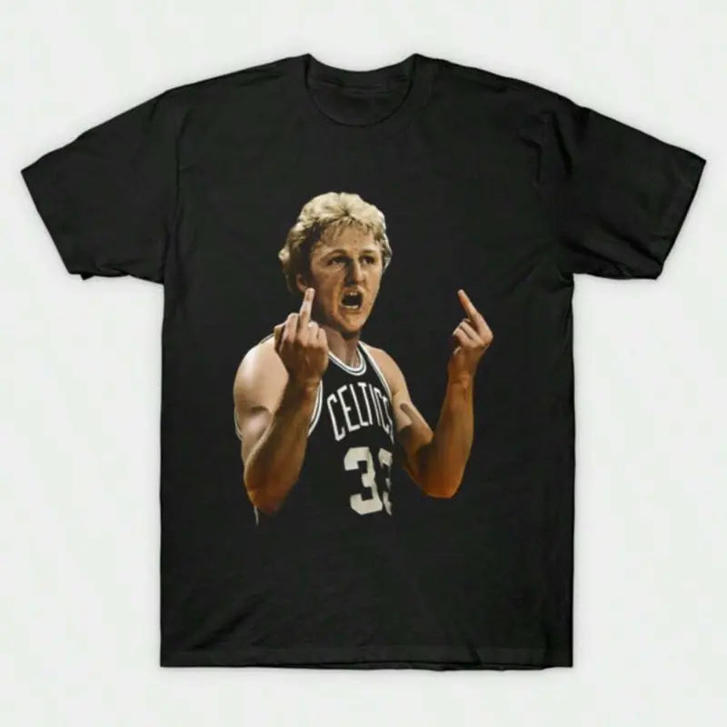 Larry Bird Retro 90s T-Shirt Black Shirt Men's Shirts Vintage Men's Clothing Streetwear Casual Crewneck Top