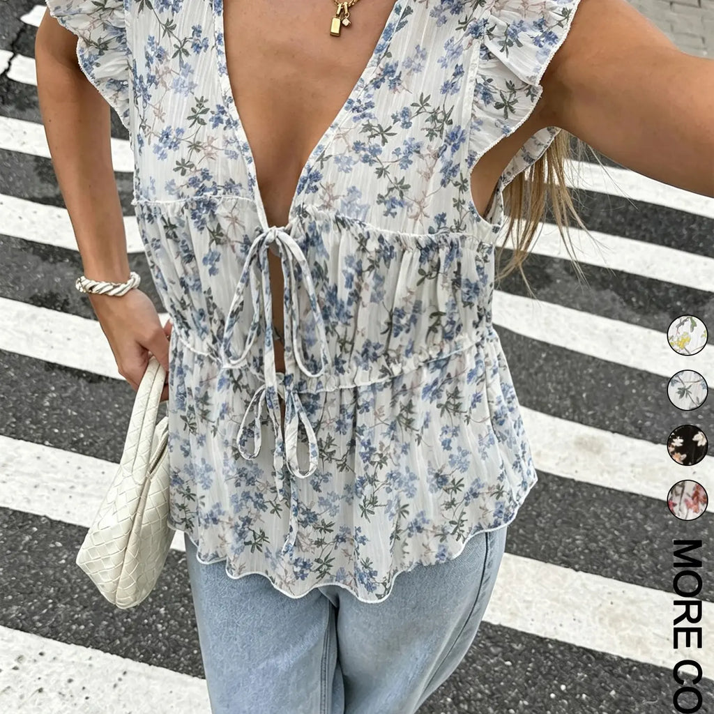 Women's Sleeveless Fitted Shirt Blouse Top Print, Fashionable Breathable For Summer Blouses Shirts Tops