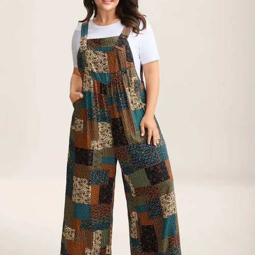 BloomChic Plus Size Strapless Paisley Jumpsuit [M-6X] - Women's Stylish Boho Rayon Overalls with Pockets, Sleeveless Fitted Summer Vacation Outfit, Clothes for Women, SohoChic