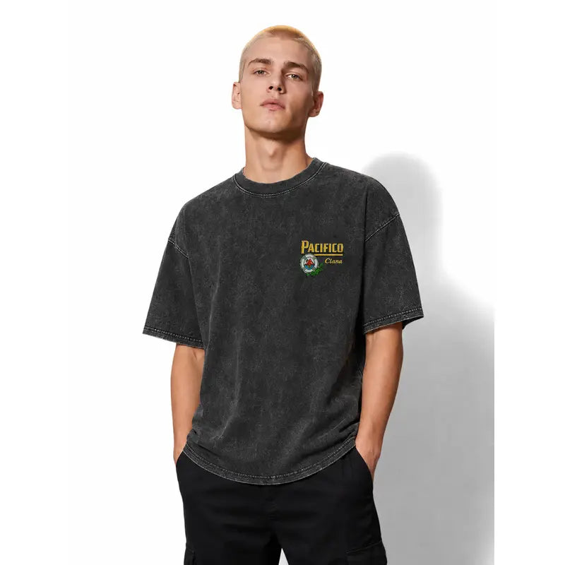 Vintage Acid Wash Tropical Beer Graphic Tee Baja Surfcore Streetwear Y2K Clothing Oversized Summer Top shirts unisex casual streetwear tee trendy short sleeve top loose fit casual shirt cotton t-shirt