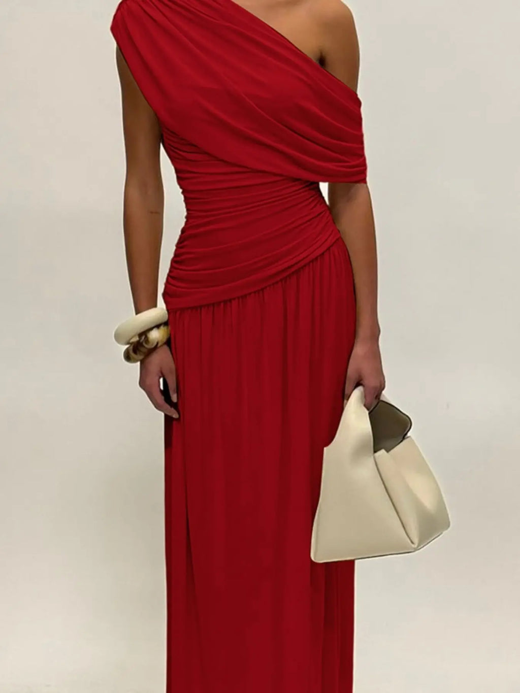 Women's One Shoulder Dress, Elegant Solid Color Dress for Party Club Dating Wear, Ladies Summer Clothes