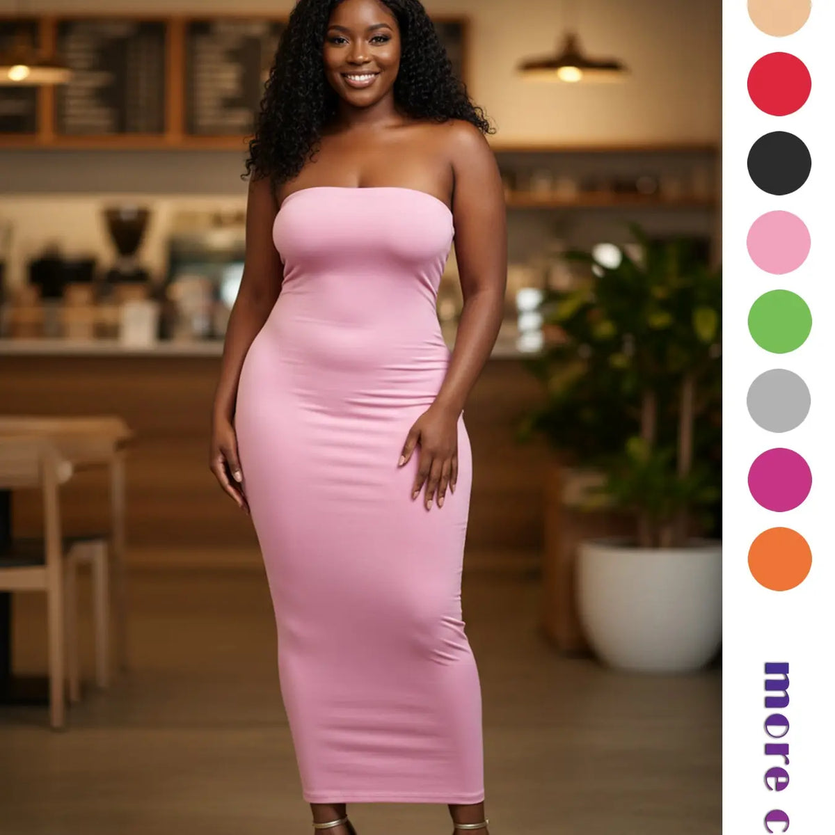 Women's Strapless Feminine Midi Dress, Stretchy Long Sleeveless Bodycon Formal Cocktail Party Dress with, Slim Fit Evening Gown, Perfect for Dates, Night Out, Casual and Everyday