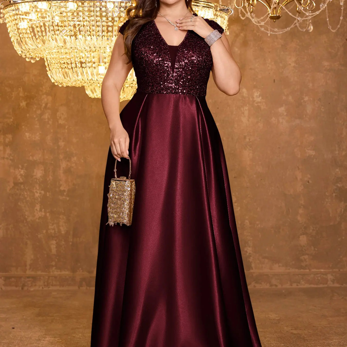 Luxurious Shiny Sequin Satin High-Waisted A-Line Sleeveless Long Dress, Elegant Formal Evening Gown, Perfect for Special Occasions