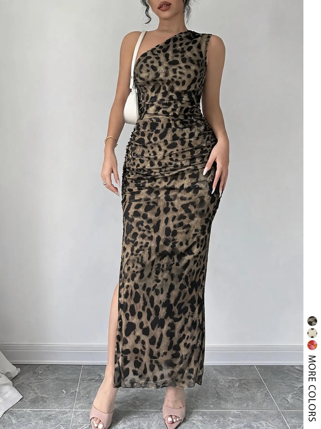 Women's Graphic Print Asymmetrical Neck Dress, Elegant Slim Sleeveless Split Dress Formal Wear for Party, Holiday and Wedding Guest, Ladies Summer Clothes