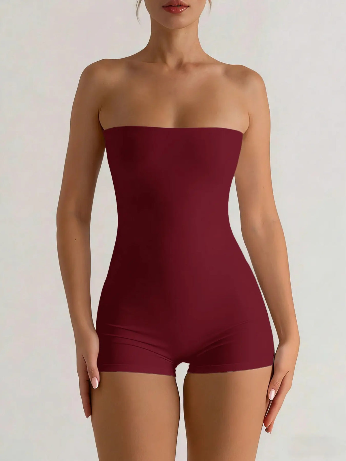 1 Piece Solid-Color Halter Romper Shorts Jumpsuits Rompers, Casual Slim-Fit Sleeveless Fitted Outfit, Women's Clothing, Comfortable, Stylish and Minimalist Womenswear