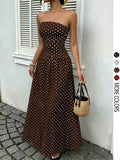 Women's Elegant Chic Fashion Polka Dot Strapless Dress, Elegant Formal Style Stylish Sleeveless Maxi Dress for Parties and Casual Wear Womenswear, Elegant Evening Dress, Formal Dress, Dresses for Party