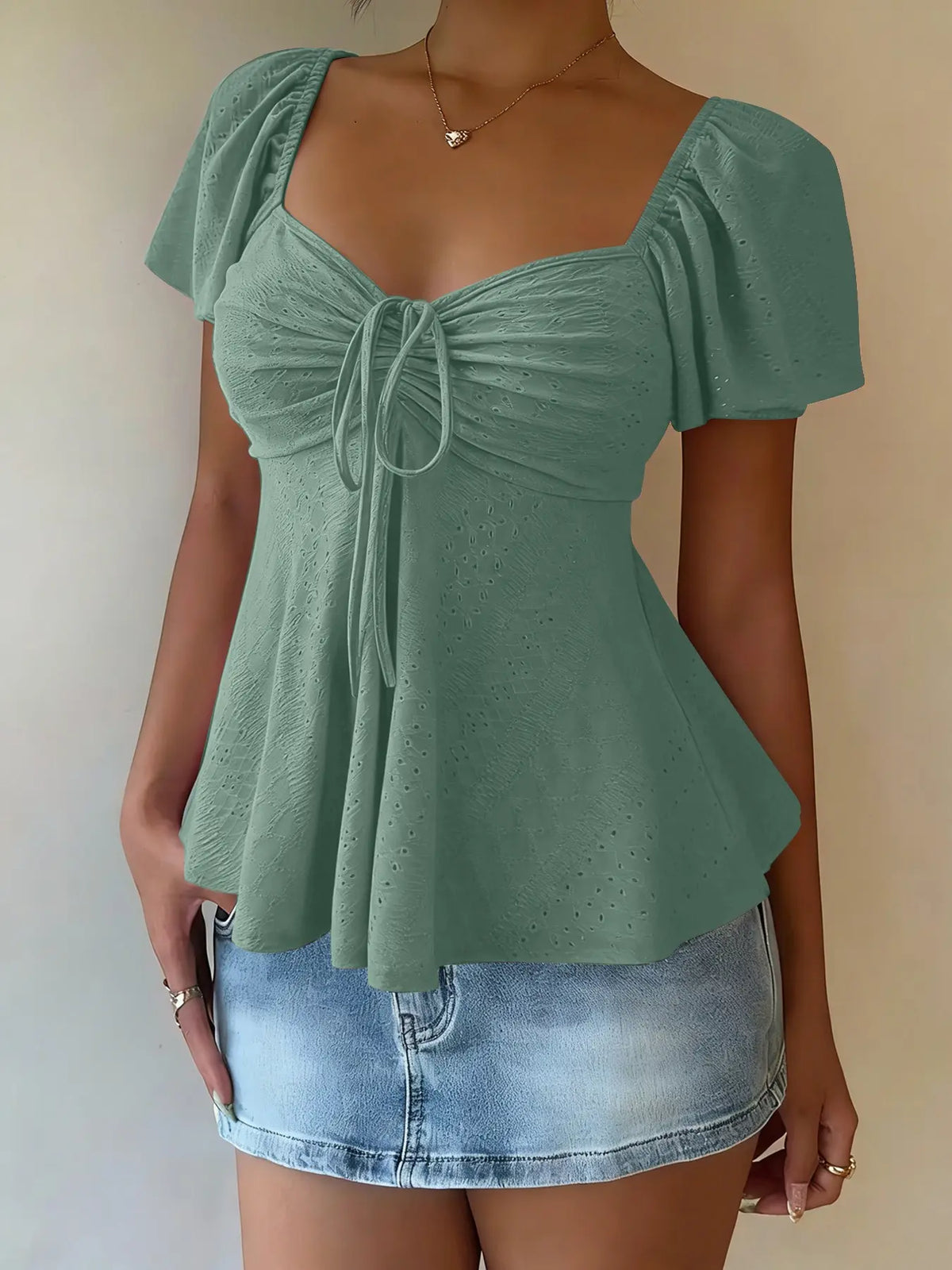 Women's Sweet Cute Style Fashion Breathable Lightweight Short Sleeve Top Boho Loose Blouse for Daily, Everyday Wear, Summer Casual Wear, Comfortable and Stylish Shirts
