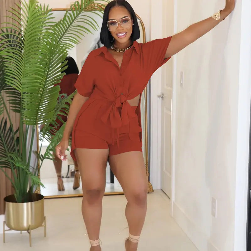 USBoutique Chic Short Sets for Women Short Sleeve Top Shorts 2 Piece Summer Beach Vacation Outfits Lounge Tracksuits