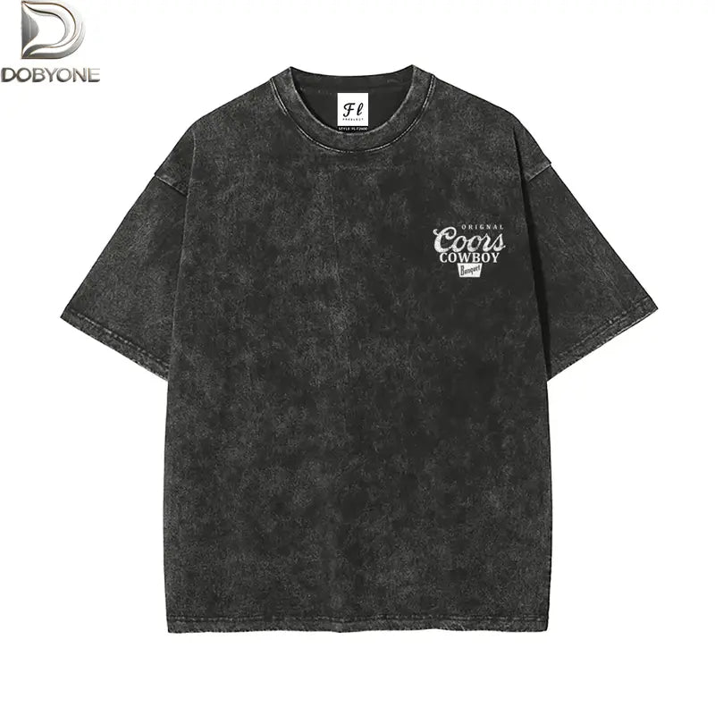 DOBYONE Women's Vintage Washed Cotton Casual Short-Sleeve Western Brewery Graphic Tee - Western Clothing Vintage Graphic Tees Clothes