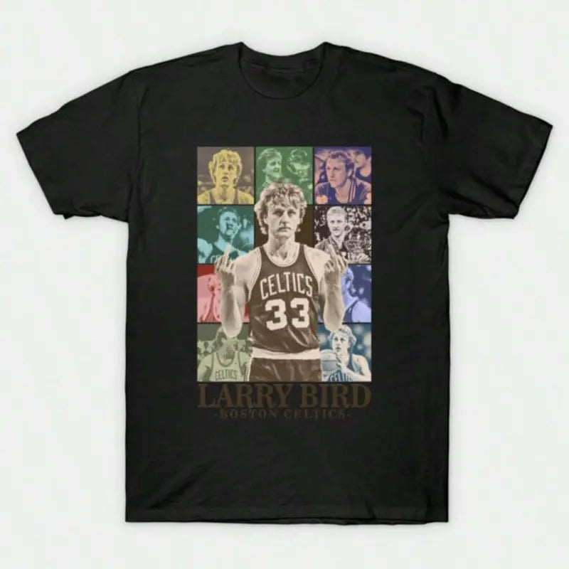 Larry Bird Retro 90s T-Shirt Black Shirt Men's Shirts Vintage Men's Clothing Streetwear Casual Crewneck Top