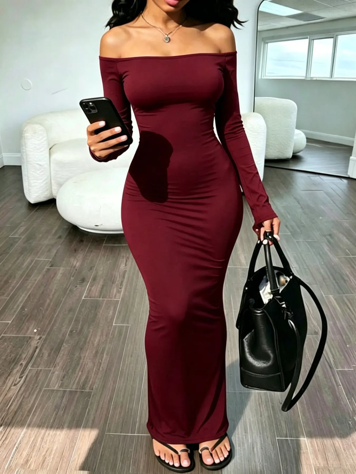 Women's Fashion One-Shoulder Bodycon Maxi Dress, All-Season Slim-Fit Extra Long Dress for Wedding Guest Wear, Stylish and Comfortable Outfits