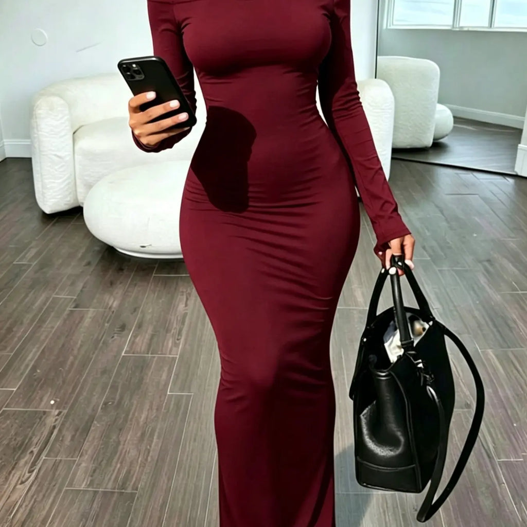 Women's Fashion One-Shoulder Bodycon Maxi Dress, All-Season Slim-Fit Extra Long Dress for Wedding Guest Wear, Stylish and Comfortable Outfits