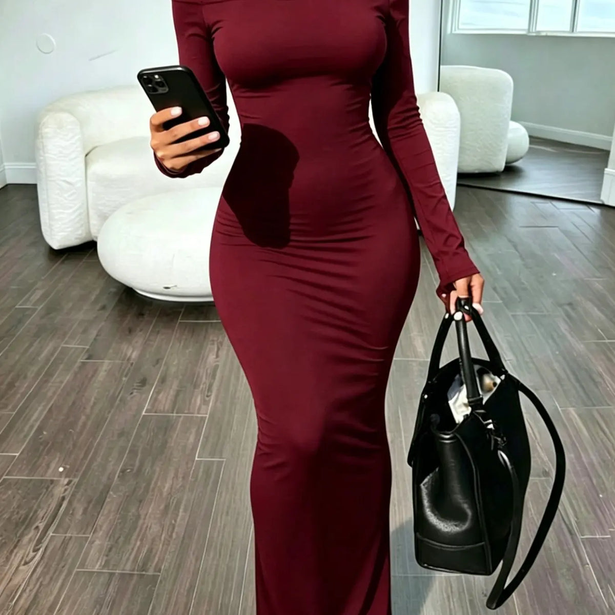 Women's Fashion One-Shoulder Bodycon Maxi Dress, All-Season Slim-Fit Extra Long Dress for Wedding Guest Wear, Stylish and Comfortable Outfits