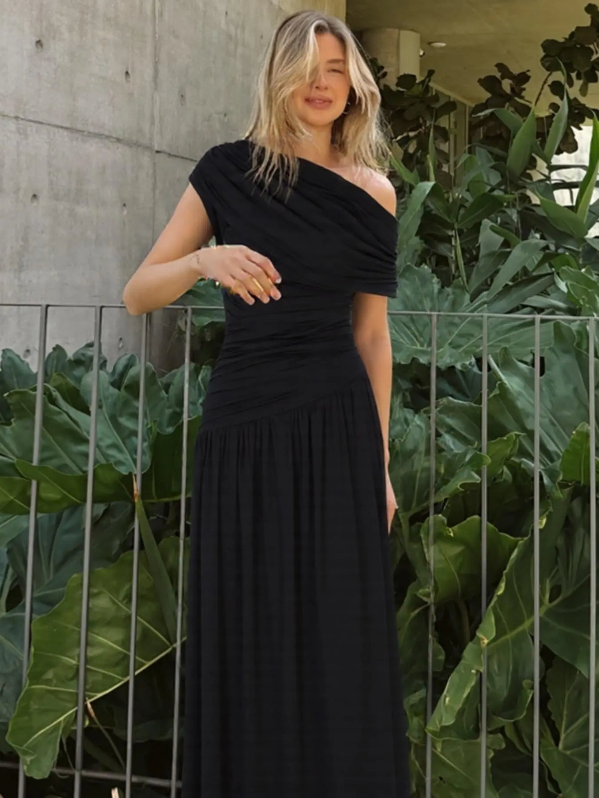 Women's One Shoulder Dress, Elegant Solid Color Dress for Party Club Dating Wear, Ladies Summer Clothes