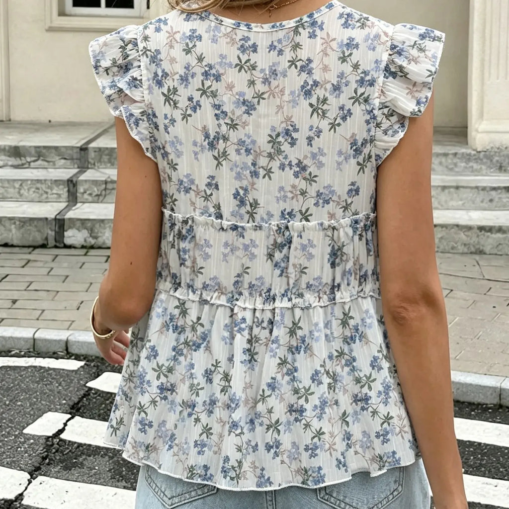 Women's Sleeveless Fitted Shirt Blouse Top Print, Fashionable Breathable For Summer Blouses Shirts Tops