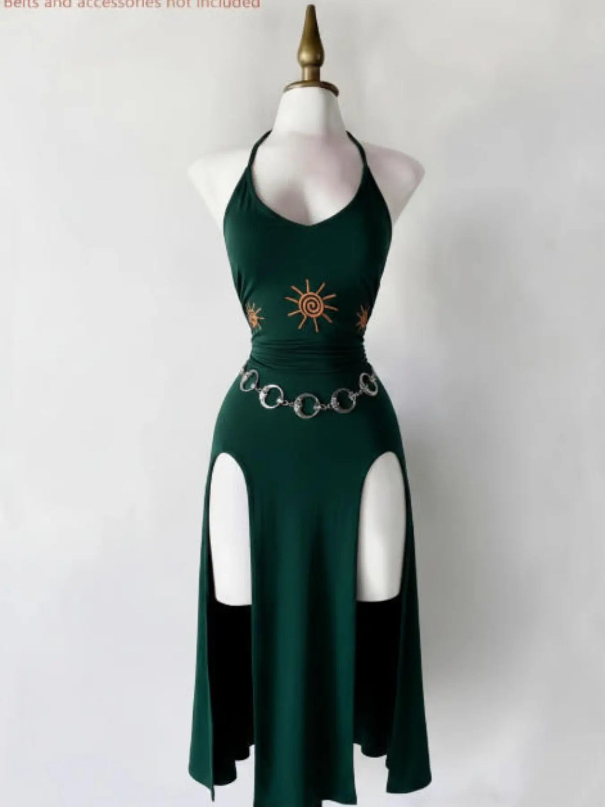 Vintage Gothic Halter Tie Dress, Slimming Split Midi Dress, Dark Theme Party Gown, Unique Retro Style, Perfect for Ceremonies, Elegant Party Dresses