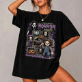 Spooky‑Season Classic Horror Character Graphic T‑Shirt, Unisex Casual Crew Neck Short‑Sleeve Tee, Creepy Fall Outfit Tops for Horror Fans, Perfect Halloween‑Party Holiday Gift for Men Women