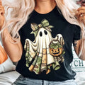 Retro Camo Patchwork Boo‑Ghost Tee