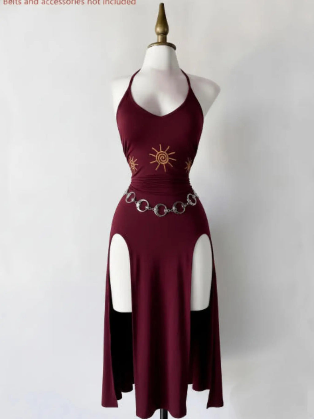 Vintage Gothic Halter Tie Dress, Slimming Split Midi Dress, Dark Theme Party Gown, Unique Retro Style, Perfect for Ceremonies, Elegant Party Dresses